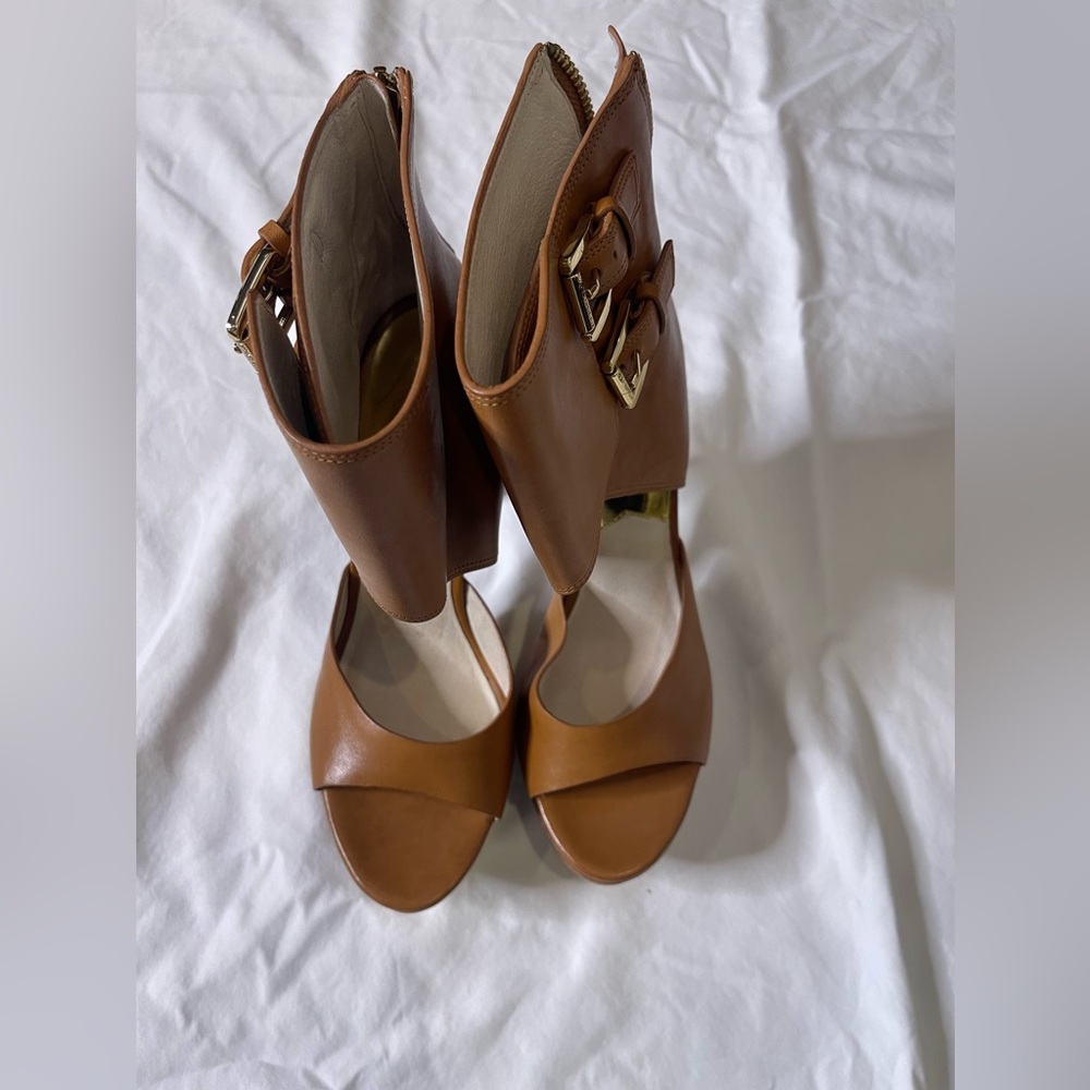 Michael Kors Brown Leather Platform Heels